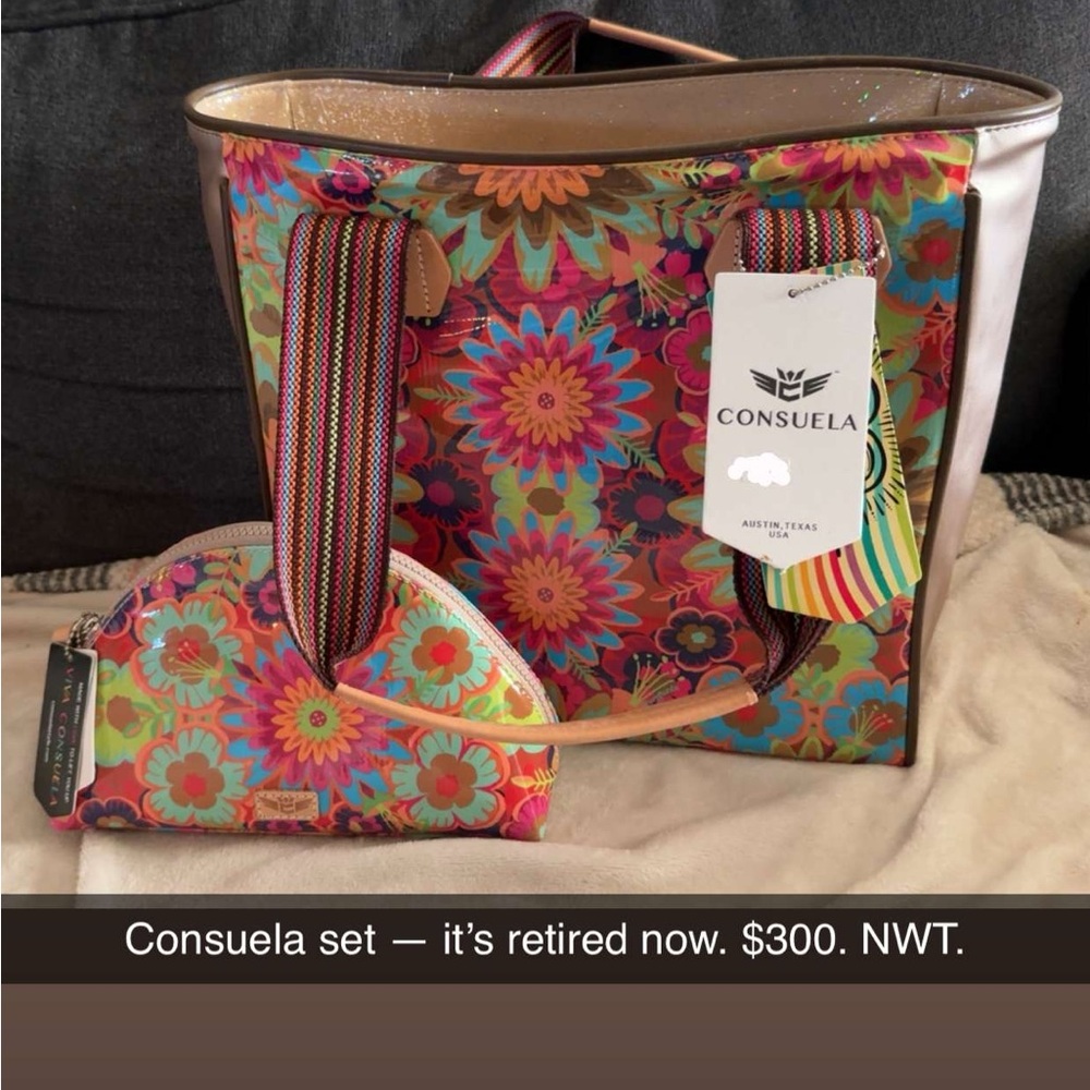 Consuela Multicolor Floral Tote and Pouch